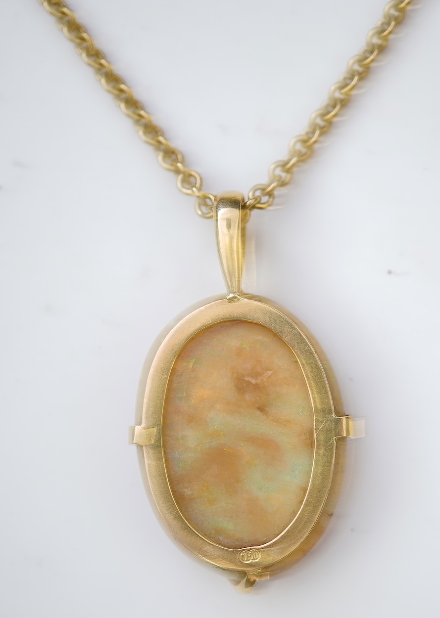 An opal and diamond pendant necklace